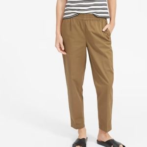 Everlane Olive Brown Elastic-Waist Tapered Pants